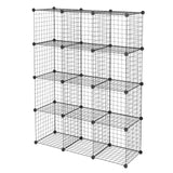 12-Cube Organizer Storage Shelves Wire Metal Grid Rack Cabinet Cubbies Bookcase