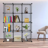 12-Cube Organizer Storage Shelves Wire Metal Grid Rack Cabinet Cubbies Bookcase