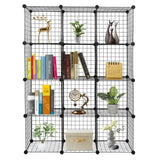 12-Cube Organizer Storage Shelves Wire Metal Grid Rack Cabinet Cubbies Bookcase