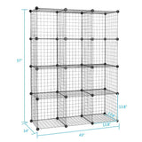 12-Cube Organizer Storage Shelves Wire Metal Grid Rack Cabinet Cubbies Bookcase