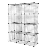 12-Cube Organizer Storage Shelves Wire Metal Grid Rack Cabinet Cubbies Bookcase