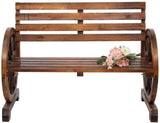 2 Person Rustic Wagon Wheel Bench Garden Loveseat Porch Patio Outdoor Seat Wood