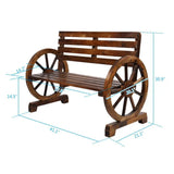 2 Person Rustic Wagon Wheel Bench Garden Loveseat Porch Patio Outdoor Seat Wood