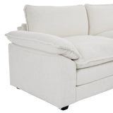 2 Seat Sofa Loveseat Couch Upholstered Chenille Living Room Sofa w Ottoman White