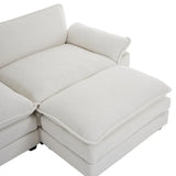 2 Seat Sofa Loveseat Couch Upholstered Chenille Living Room Sofa w Ottoman White