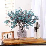 6 Pcs Artificial Flowers Fake Babys Breath Bouquet Bulk Faux Gypsophila Flowers Real Touch Silk Flower for Home Office Kitchen Restaurant Centerpieces Wedding Christmas Party Decoration (Coral Blue)