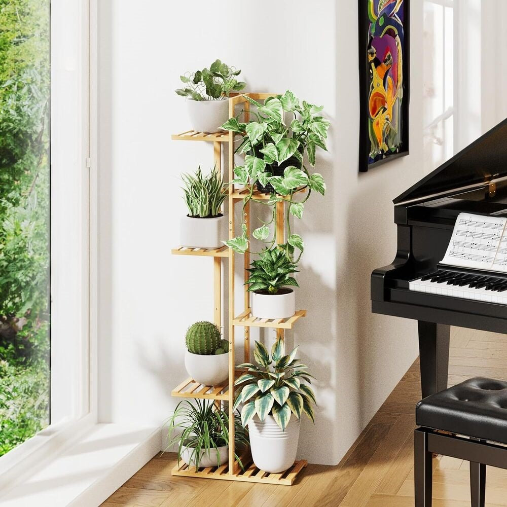 ROSSNY Plant Stand Indoor, 6 Tier 7 Potted Bamboo Plant Stands for Ind ...