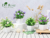 Der Rose 4 Packs Small Fake Plants Mini Artificial Faux Plants with Flowers for Home Room Farmhouse Bathroom Decor Indoor