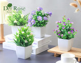 Der Rose 4 Packs Small Fake Plants Mini Artificial Faux Plants with Flowers for Home Room Farmhouse Bathroom Decor Indoor