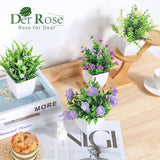 Der Rose 4 Packs Small Fake Plants Mini Artificial Faux Plants with Flowers for Home Room Farmhouse Bathroom Decor Indoor