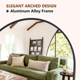 GLSLAND-30x71 inch Wall Mount Arched Full Length Mirror-Aluminum Alloy Frame High Definition-Full Body Mirror for Bedroom or Living Room,Black