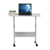 Height Adjustable Rolling Laptop Desk Cart Over Bed Hospital Table Stand White