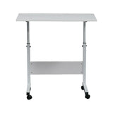 Height Adjustable Rolling Laptop Desk Cart Over Bed Hospital Table Stand White