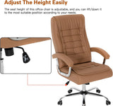 Hoxne Executive Office Chair Adjustable Leather Chair High Back Swivel Office Desk Chair with Padded Armrest 350lbs Load-Bearing Spring Seat Computer Desk Chair for Home Office (Khaki)