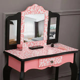 Kids Toddle Vanity Table Makeup Set for W/ Drawers Dressing Desk w/ Mirror Stool