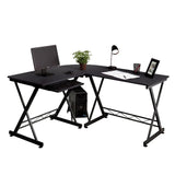 L-Shaped Desk Corner Computer Gaming PC Table Laptop W/ Keyboard Tray CPU Stand