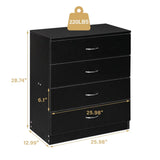 New 4 Drawer Chest Dresser Clothes Storage Bedroom Furniture Cabinet Black