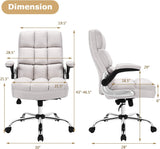 POWERSTONE Ergonomic Office Chair Big and Tall High-Back Executive Computer Desk Chair Upholstered Comfortable Home Office Chair with Flip-up Arms 400 LBS, Beige