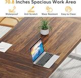 Tribesigns 70.8-Inch Executive Desk, Large Computer Office Desk Workstation, Modern Simple Style Laptop Desk Study Writing Table Business Furniture for Home Office(Brown/White)