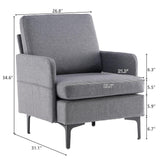 Modern Armrest Accent Single Sofa Upholstered Lounge Chair Linen Fabric