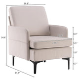 Modern Armrest Accent Single Sofa Upholstered Lounge Chair Linen Fabric