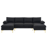 FCH U-Shaped Couch Sectional Sofa Set with Two Chaise Living Room Metal Leg