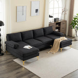 FCH U-Shaped Couch Sectional Sofa Set with Two Chaise Living Room Metal Leg