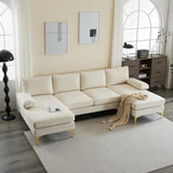 FCH U-Shaped Couch Sectional Sofa Set with Two Chaise Living Room Metal Leg