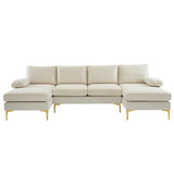 FCH U-Shaped Couch Sectional Sofa Set with Two Chaise Living Room Metal Leg