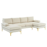 FCH U-Shaped Couch Sectional Sofa Set with Two Chaise Living Room Metal Leg